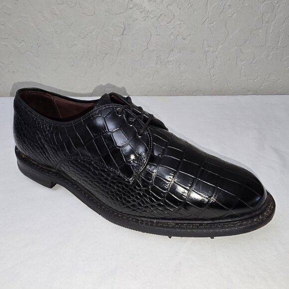 Allen Edmonds Men's Haskell Black Gator Print Golf Shoes 8.5 D Made in the USA - Picture 3 of 12